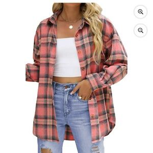 Plaid Button-Up Flannel in Pink